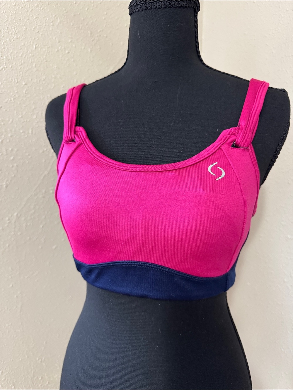 Moving Comfort Hot Pink and Navy Colorblock Support Bra